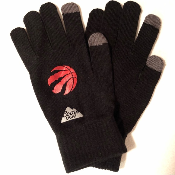 Toronto Raptors NBA Coors Light Knit Toque & Gloves Set Logo Black Pom OS New - Picture 6 of 8